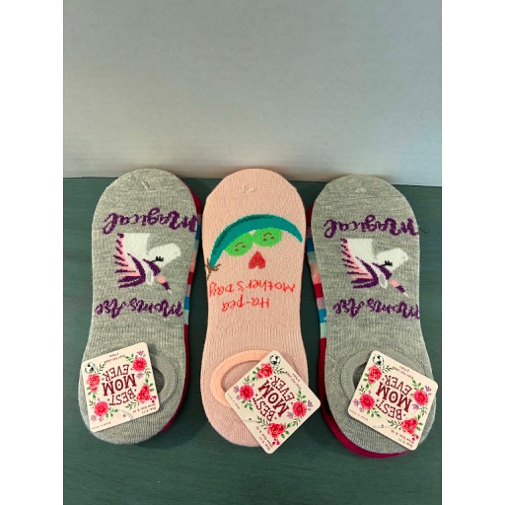 Best Mom Ever Women's Liner Socks 6 Pair No Show Bundle Novelty Unicorn Mom Gift